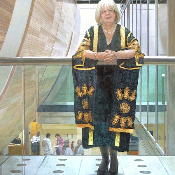 Alastair Adams 'Sandra Burslem' for Manchester Metropolitan University'. 77 x 47 ins. Oil