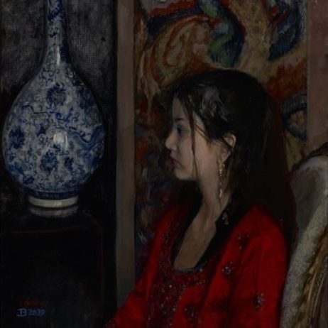 A commissioned portrait painting of a young woman