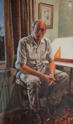 David Hugh Cobley, 'Wally Cooper, Retired Draughtsman' (1991). 150 x 88 cm. Oil on canvas.