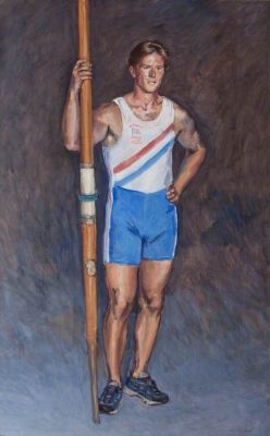 Richard Foster, 'Ed Coode, Oarsman' (2000). 200 x 120 cm. Tempera on canvas.