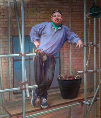 June Mendoza, 'Chris McCann, Scaffolder' (2000). 100 x 87 cm. Oil on canvas.