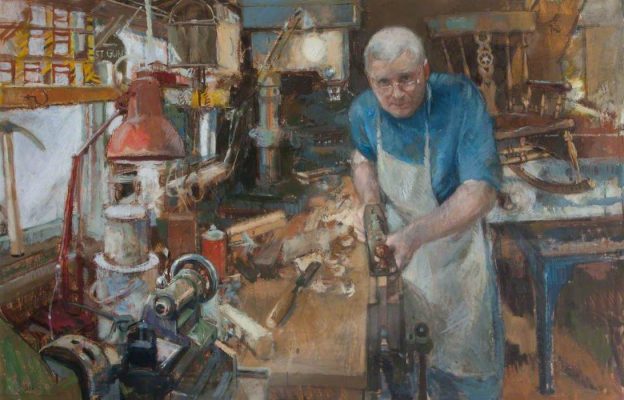 Anthony Morris, 'Robert Grant, Furniture Maker' (2000). 73 x 114 cm. Oil on canvas.