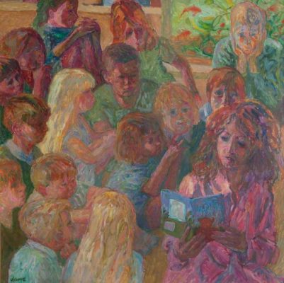 Hans Schwarz, 'Lisa Dunwood, Teacher' (2000). 119 x 119 cm. Oil on board.