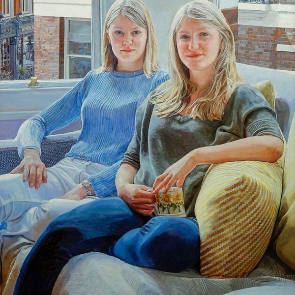 A commissioned portrait painting of sisters by their parents