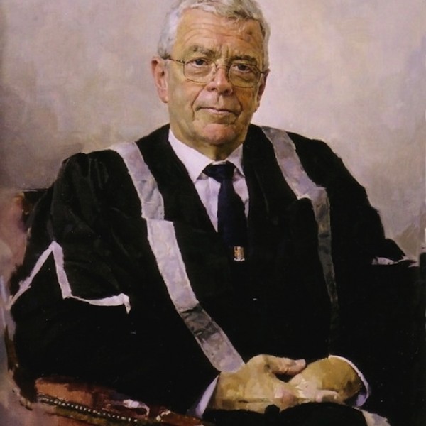 Keith Breeden a portrait commisson of Roy Evan as Vice-Chancellor, University of Wales' (2004). 38 x 32 ins. Oil.