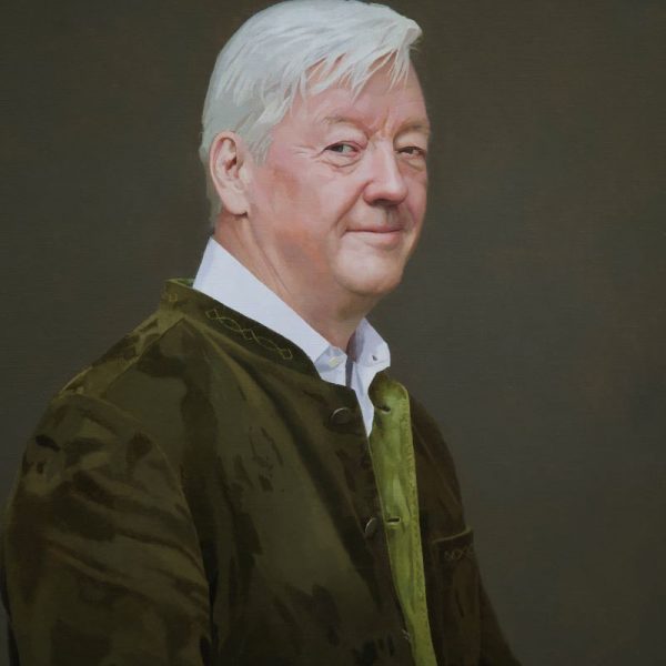 Head and shoulders oil painting, a private commission by Paul Brason RP