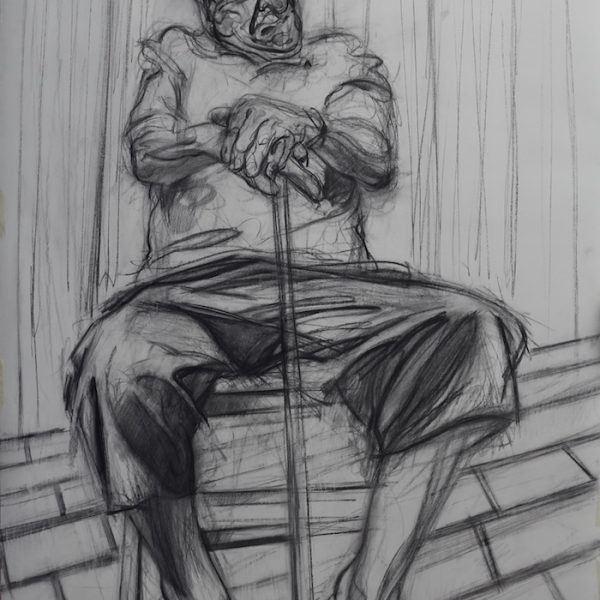 Andrew James 'Eduardo 2013 Charcoal on Paper 46 x 30in