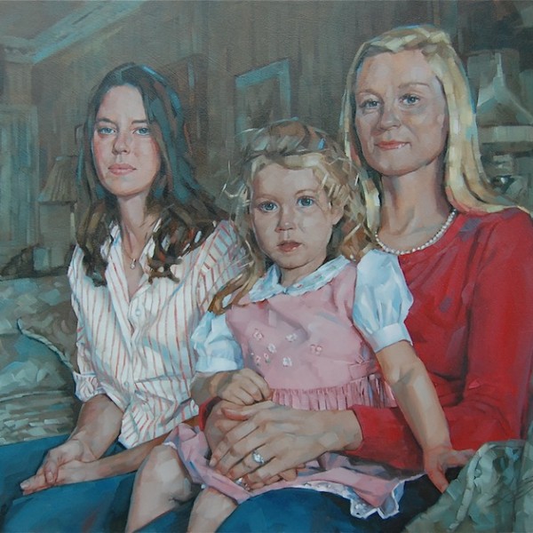 Simon Davis family portrait in oil
