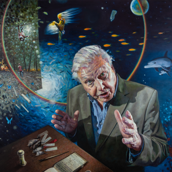 David Cobley ‘Portrait of Sir David Attenborough, unveiled on 20 April 2023 at BBC Bristol, home of the BBC Natural History Unit’
