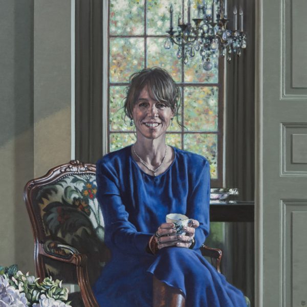 David Cobley ‘The Blue Dress’ David Cobley 'The Blue Dress' painted portrait in oils of a seated lady