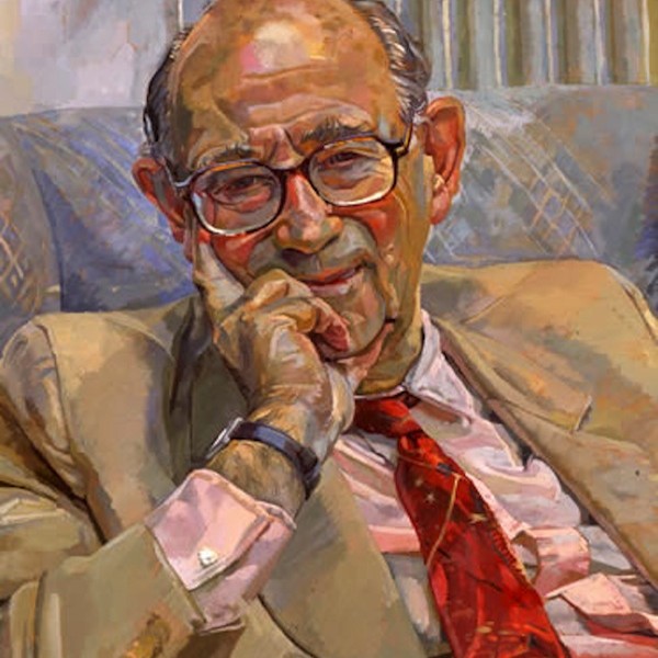 Seated portrait painting of Conrad Dehn QC by Daphne Todd