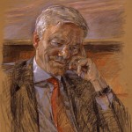 Daphne Todd 'Tim Dutton QC' portrait drawing in chalks and charcoal