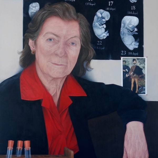 Emma Wesley 'Dame Anne McLaren' portrait painting in acrylic on board