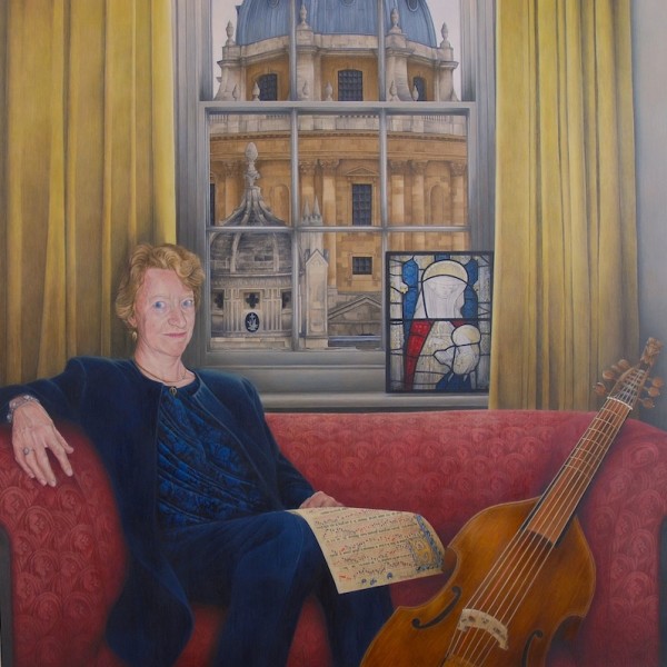 Emma Wesley 'Dr. Margaret Bent' portrait painting of an academic acrylic on board