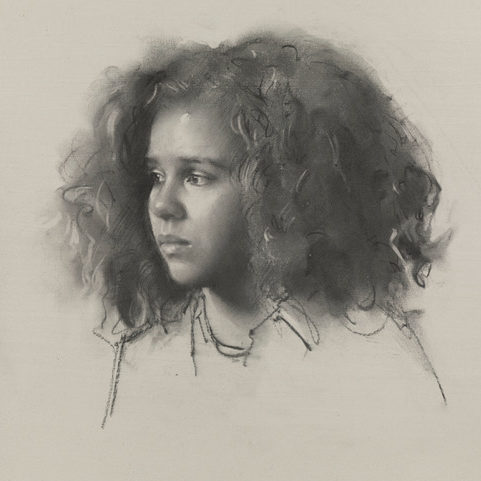 Robbie Wraith 'Esther' charcoal drawing of a girl and Winner of the 2019 Prince of Wales Award for Drawing