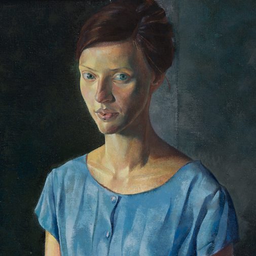 Toby Wiggins ‘Girl with a Ring’ (detail) Toby Wiggins 'Girl with a Ring' oil on linen 153x 72cm (detail)