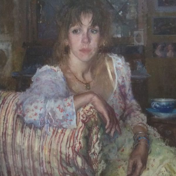 Peter Kuhfeld ‘Portrait of a Woman in a Striped Chair’