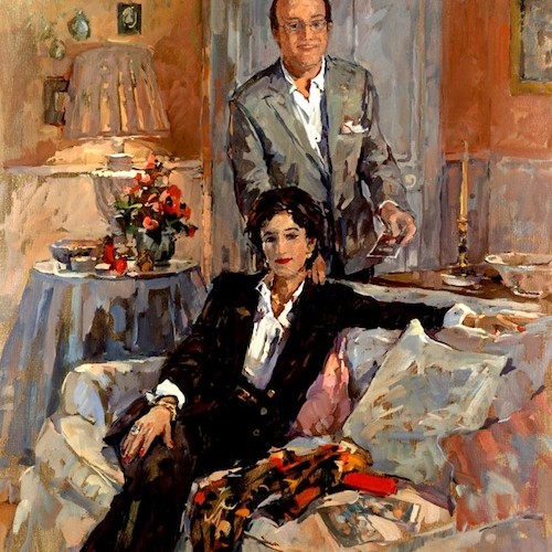 Susan Ryder 'Claude & Joann Walker'. 30 x 25 ins. Oil.