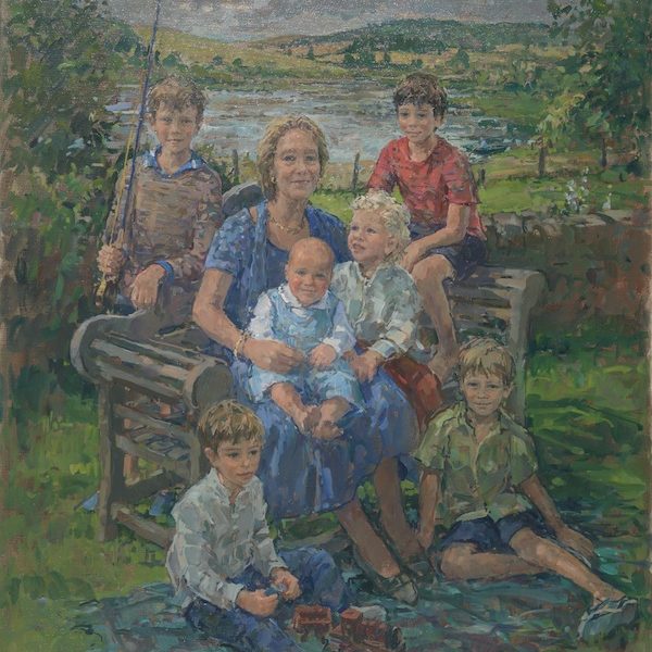 Elizabeth and her Grandsons by Susan Ryder, family oil portrait