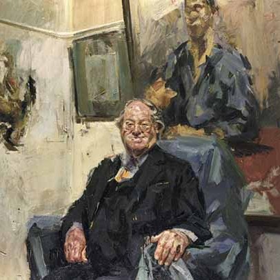 Tai-Shan Schierenberg 'John Mortimer' a portrait commission in oil of a seated figure