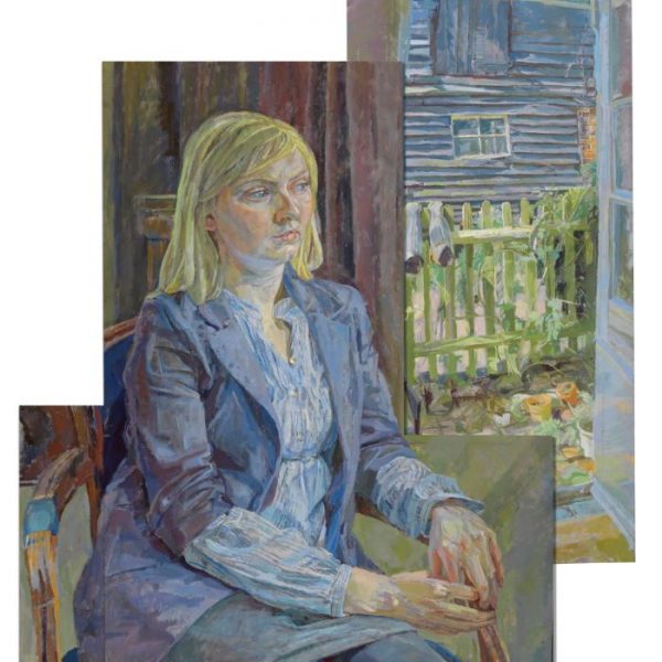 Oil Portrait of Woman Posing in a Farm