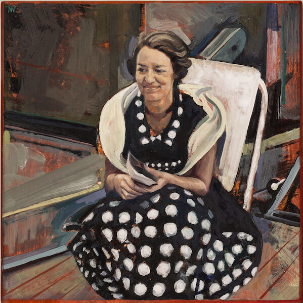 Toby Wiggins ‘Cynthia Lloyd-Butler’ Toby Wiggins, Cynthia Lloyd Butler circa 1950s, oil on gesso panel 51x52cm