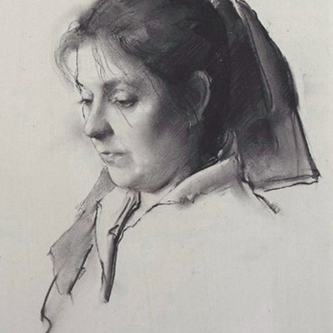 Robbie Wraith 'Tina' charcoal head and shoulders portrait