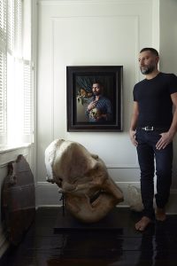 Miriam Escofet's portrait of Michael Reynolds in situ with the sitter