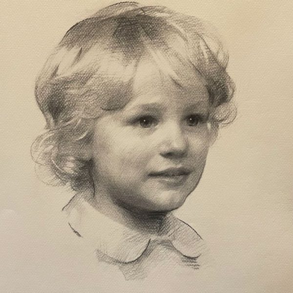 Frances Bell Charcoal Drawing Portrait of Little Boy