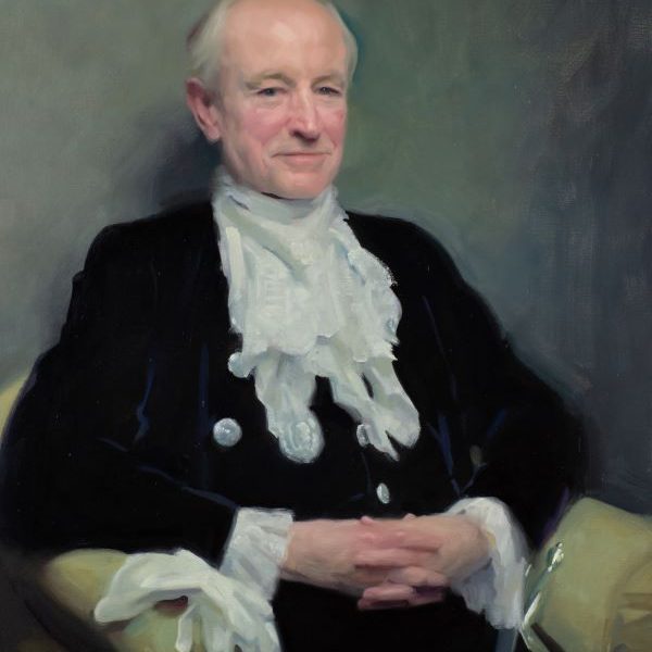 Portrait commission of a high sheriff with velvet and lace court dress