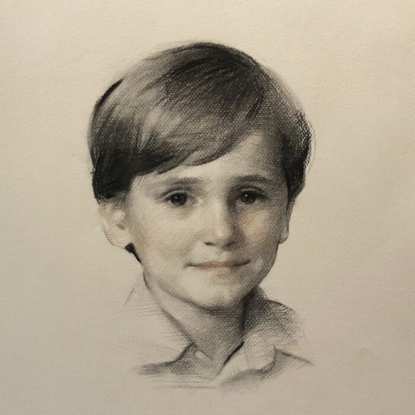 portrait of a little boy commissioned by parents