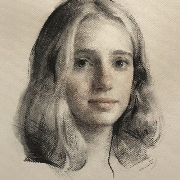 A commissioned portrait painting of a teenage girl