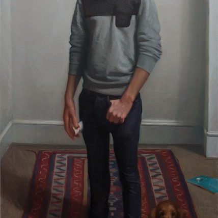 Routley-Jamie-Alex Liederman at 17 portrait prize winner Jamie Routley, Alex Liederman at 17 with his daschhund dog