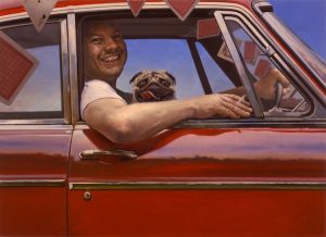 David Cobley - One Man and his Dog dog - portrait of a pug with its owner