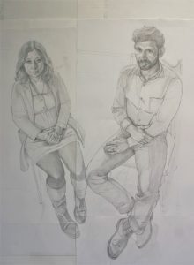 A pencil drawing for the double seated portrait