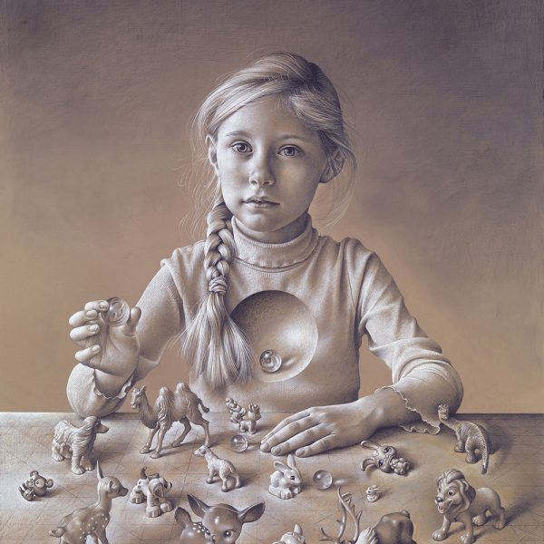 Miriam Escofet ‘Childhood Consecration’ Miriam Escofet 'Childhood Consecration' portrait drawing study on panel 80 x 60 cm