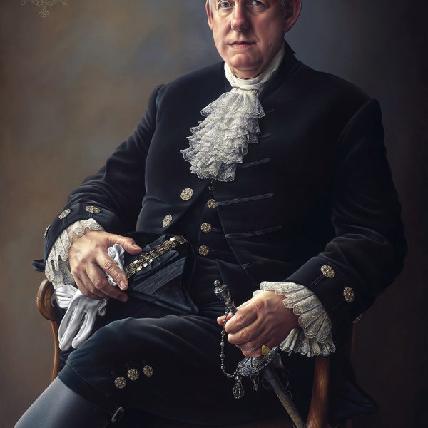 Miriam Escofet ‘John Godfrey CBE’ Miriam Escofet 'John Godfrey CBE' a portrait commission in oil on linen over panel 70 x 50 cm