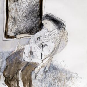 Jane Mckeating - Selfportrait Drawing On A Rainy Day